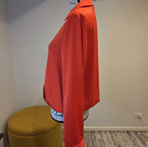 Karl Lagerfeld Vibrant Orange  Blouse,Long Sleeves, Size M. - Picture 5 of 14